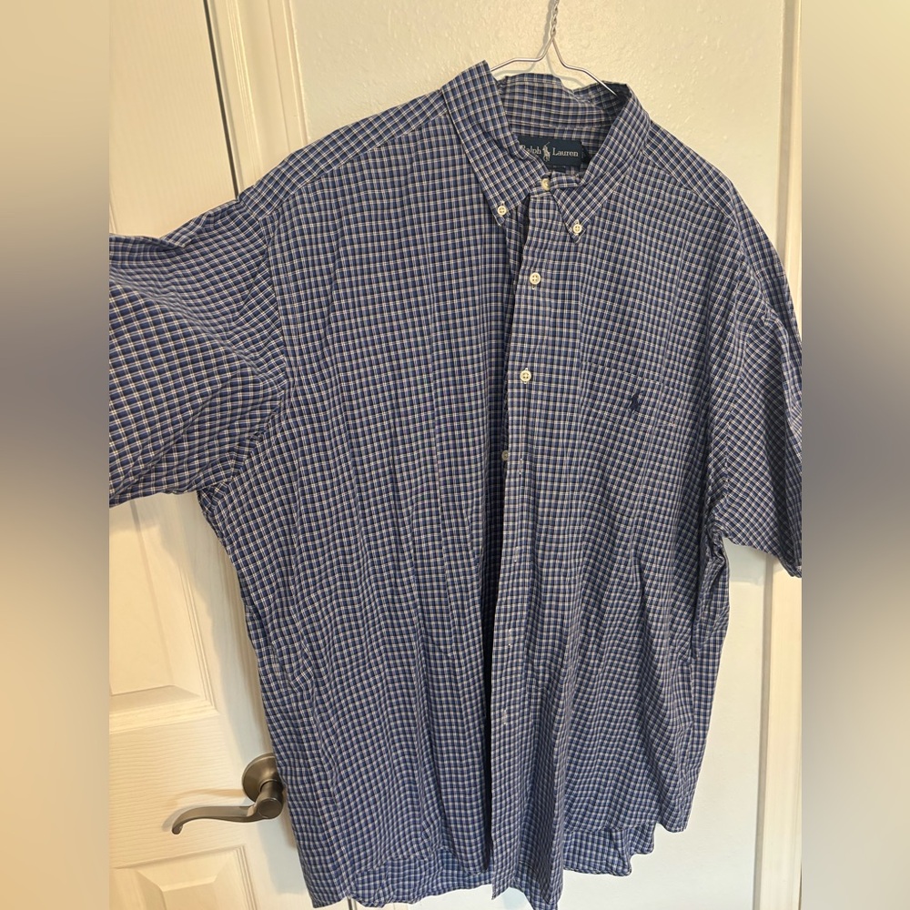 Ralph Lauren Blue Check Button-Down Shirt - Men's - XXL